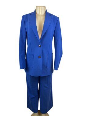 J. McLaughlin Women’s Royal Blue Blazer & Wide-Leg Pants Set Office Attire Sz 6